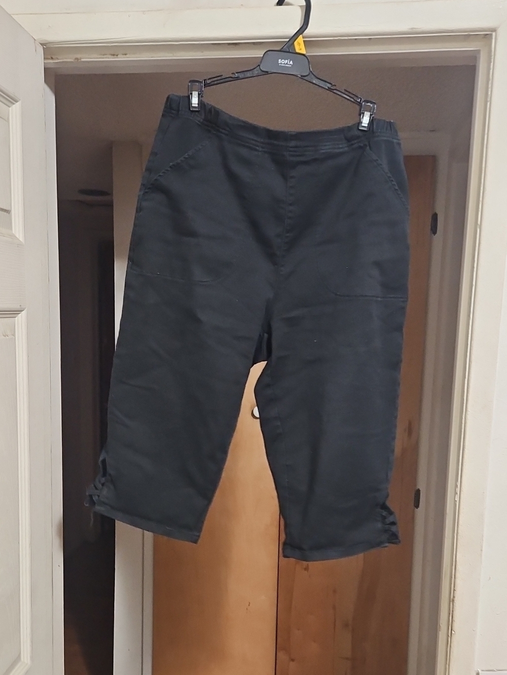 croft & barrow Black Cargo Crop Pants with Hem Ties